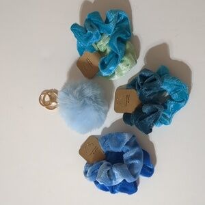 Velvet Scrunchies New Lot 6 scrunchies & Key chain